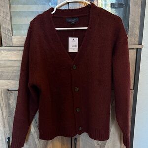 Cotton On Boxy Deep Red Button-Up Cardigan